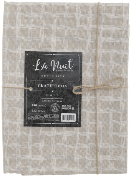 Скатерть Шале клеточка 133x180 см бежевый La Nuit 