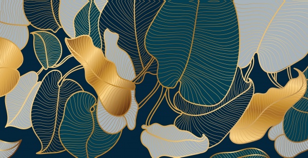 Репродукція Листя з золотом 50x100 см Арт Фемелі 