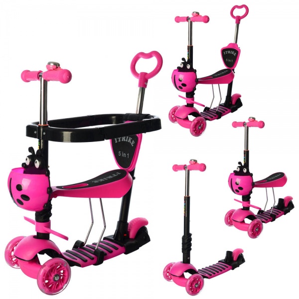 Самокат-беговел iTrike MAXI 5в1 розовый JR3-027-P 