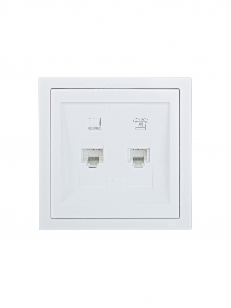 Механізм розетки комп'ютерна + телефонна HausMark Juna IP20 білий 7041-0288-143