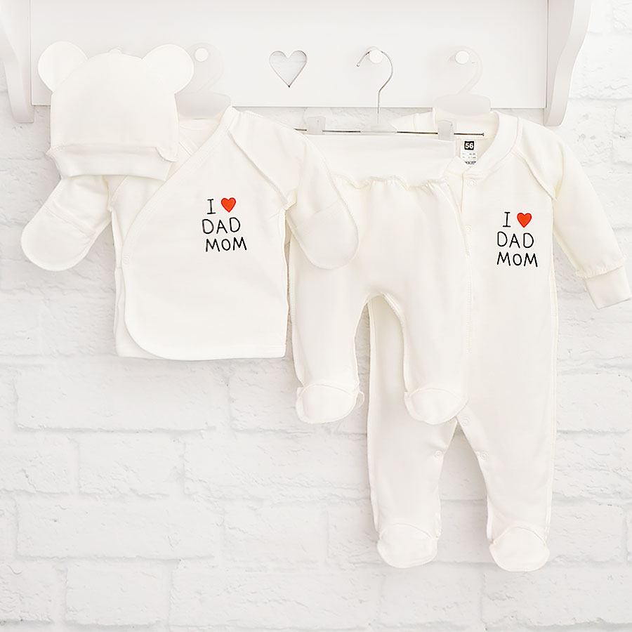 Комплект для новорожденных Blanka Люблю папу маму молочный р.50-56 110913