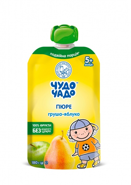 Пюре Чудо-Чадо з груші та яблук натуральне без цукру 180 г 