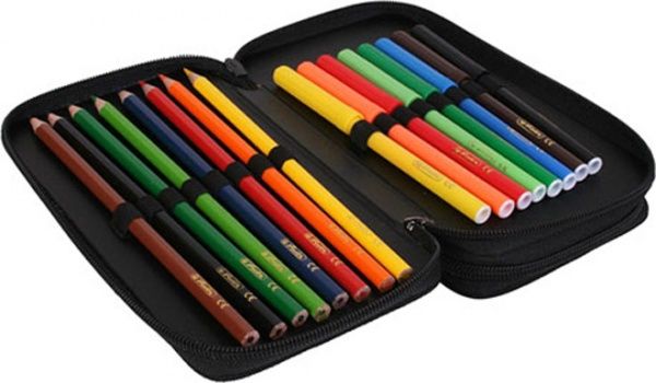 Пенал 23 предмета Double Magic Horse 50020881 Herlitz малиновый