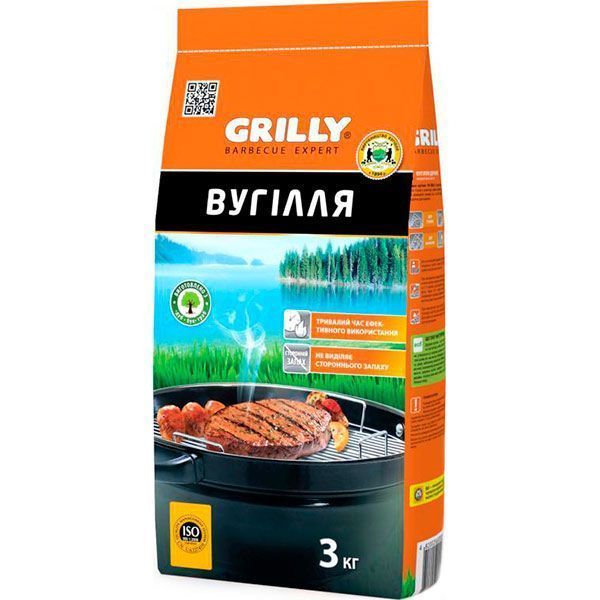 Уголь GRILLY древесный 3 кг