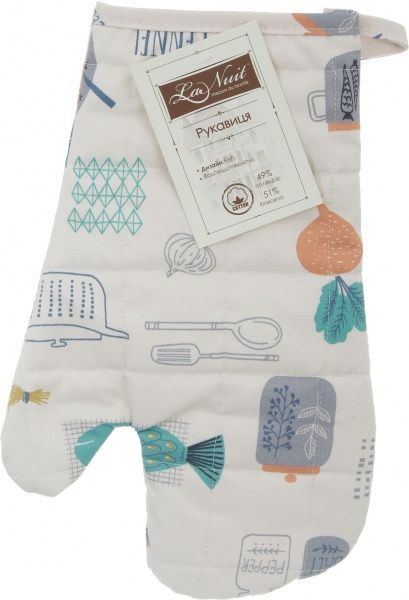 Прихватка-рукавиця Fish 30x15 см білий із принтом La Nuit 