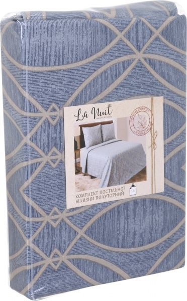 Комплект постільної білизни Моді 1,5 блакитний із малюнком La Nuit 