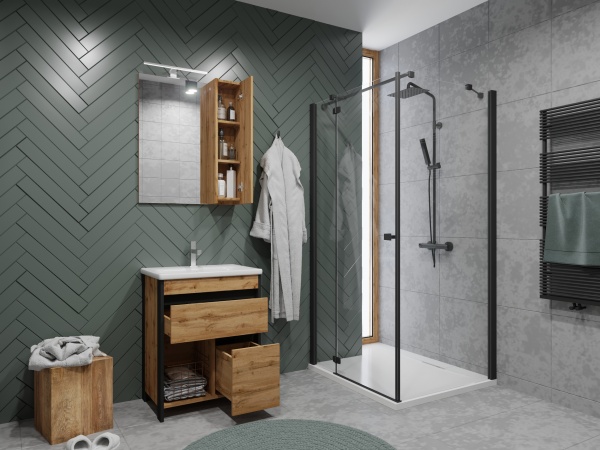 Тумба підлогова ЮВЕНТА Тумба Bronx - 80 дуб Вотан з умивальником Soft-80