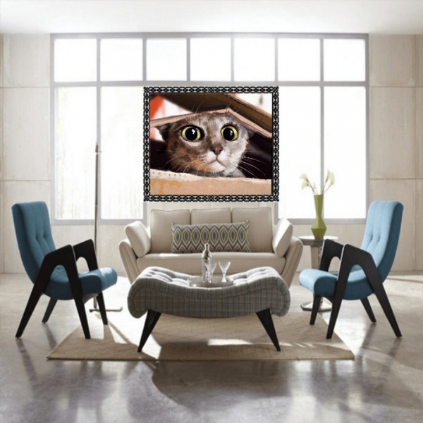 Репродукция Серый кот смешной 35x35 см Арт Фемелі 