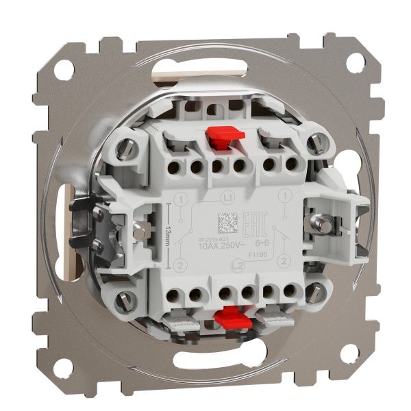 Переключатель проходной двухклавишный Schneider Electric Sedna Design без подсветки 10 А 250В бежевый SDD112108