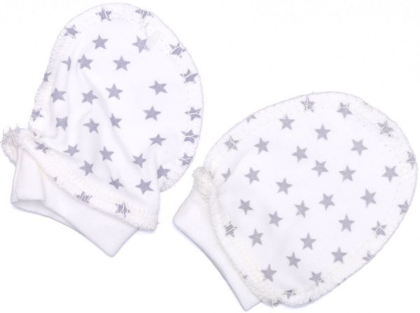 Перчатки Bambinelli 0-3 месяца серая звездочка белый с серым 