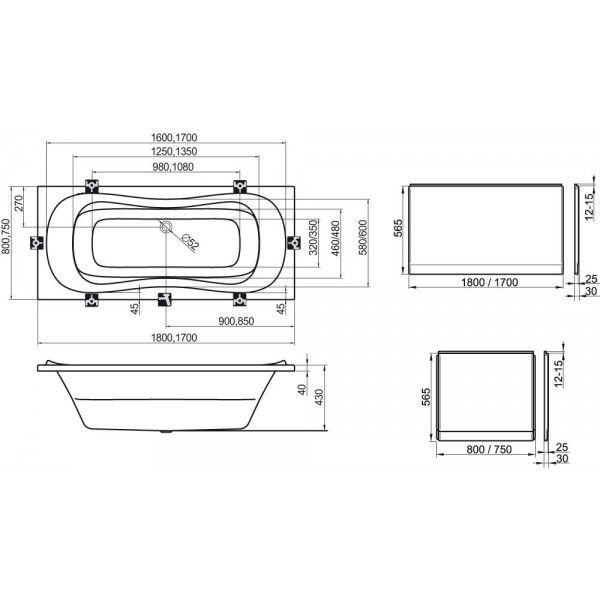 Ванна акриловая Ravak Campanula CB01000000 180x80