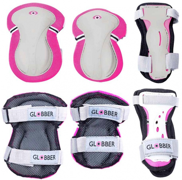 Комплект защиты Globber детский до 25кг черный с розовым