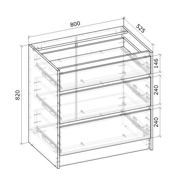 Тумба нижня МС Ідея Лофт Ня-3 80/82/525 (1+2) з ящиками Q-25 бетон Грейд