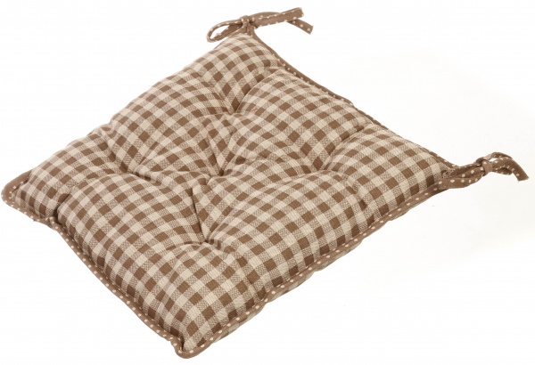 Подушка на стілець Lucy 40х40 см бежевий клітинка з мереживом La Nuit