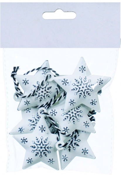 Набор новогодних украшений Звезда бело-черная M-375963 6 шт./уп. 