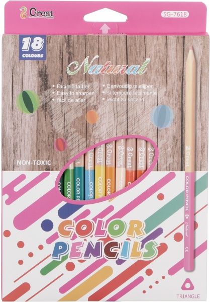 Набір кольорових олівців Nature 18 шт червоний