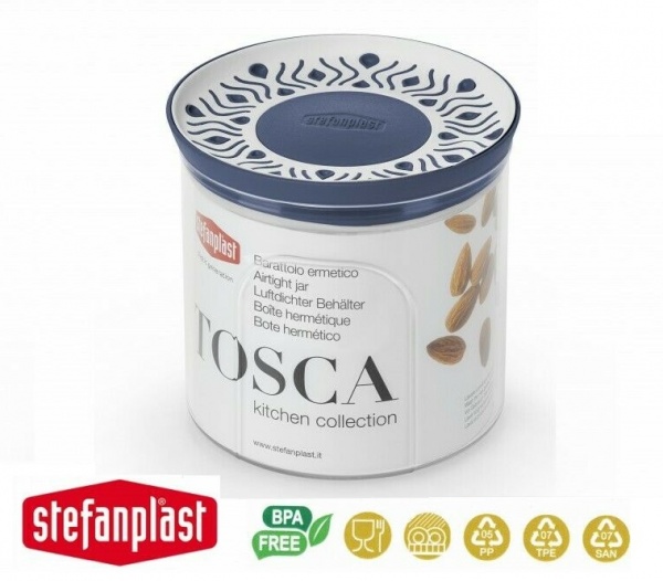 Ємність для зберігання Tosca 0,7л біло-блакитна кругла