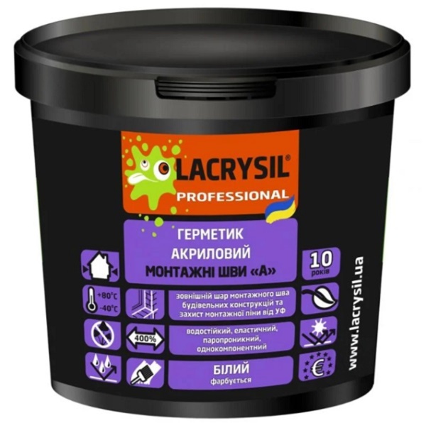 Герметик акриловый Lacrysil для швов белый 1.2 кг