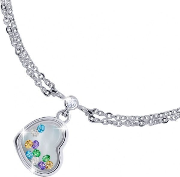 Браслет на ланцюжку UMa&UMi Серце мале з рухливими багатобарвними вставками