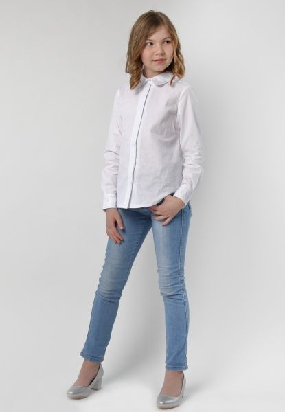 Блуза Гармонiя Классические цветы р.158 белый/белый 