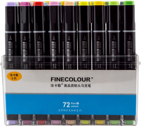 Набір двосторонніх маркерів FINECOLOUR Brush 72 кольори EF102-TB72 різнокольоровий 