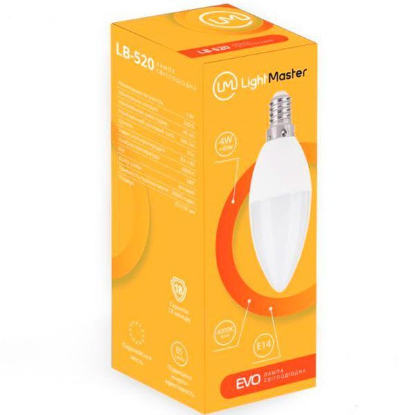 Лампа світлодіодна LightMaster EVO LB-520 4 Вт C37 матова E14 220 В 4000 К 