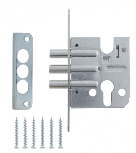 Замок врізний додатковий SANTOS 1-WAY DIN LM200 ZN UNIV BS50 мм матовий хром