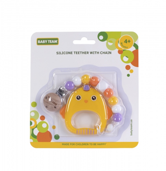 Прорезыватель силиконовый Baby Team с цепочкой в ​​ассортименте