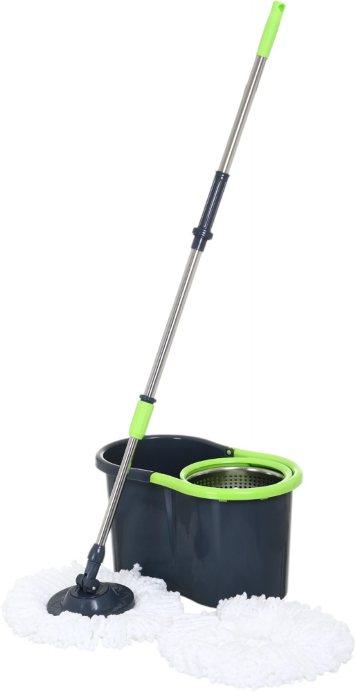 Комплект швабра и ведро с механическим отжимом для пола OBERY Double Twist 16 см синий