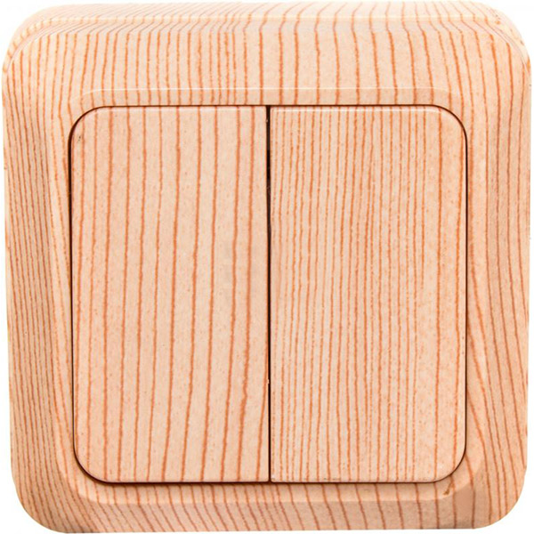 Вимикач двоклавішний Underprice IP20 без підсвітки сосна BD-SWP.MZ20G2W1-Pine