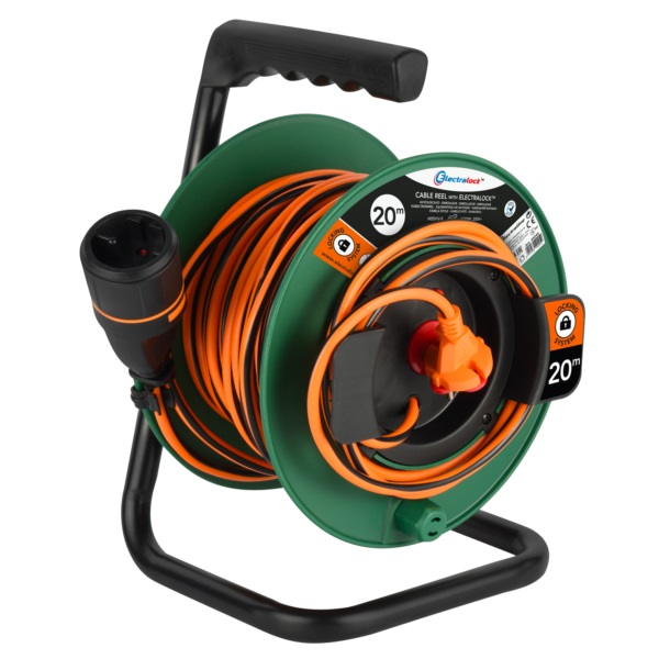 Подовжувач садовий Electraline Electralock 2x1,5 мм без заземлення 1 гн. чорний із помаранчевим 20 м 49245 