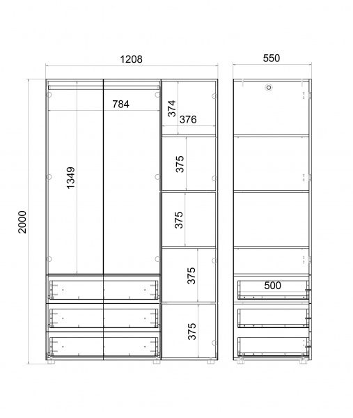 Шкаф Choice 1208х2000х550 ДСП дуб сонома 