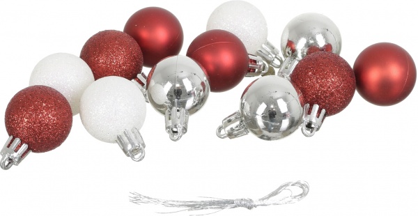 Набор новогодних украшений CAN215530 белый с красным d3 мм 12 шт./уп. 