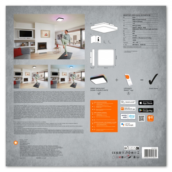 Світильник світлодіодний Ledvance LED SMART WIFI ORBIS SQ BL 35x35 см чорний 