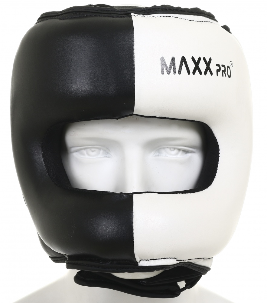 Шлем боксерский MaxxPro р. L AHG-700 Black/White vynil L черныйбелый
