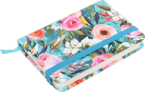 Блокнот Летние цветы 10,5x7,5 см бирюзовый