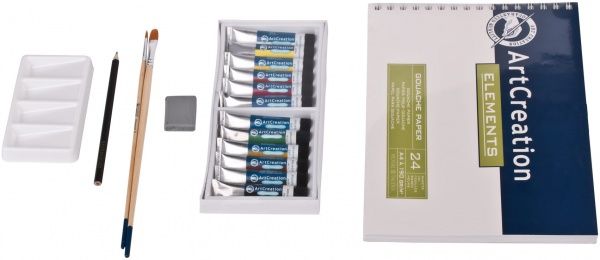 Набор гуашевых красок 12 цветов, склейка А4, кисточки- 2 шт. 12 мл 9011613M ArtCreation Royal Talens