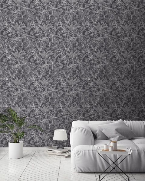 Шпалери вінілові гарячого тиснення Decoprint leaf black EP1053 0,53x10,05 м 