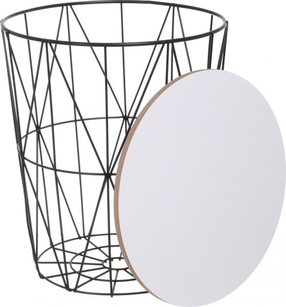 Стол-корзина Сканди 30х30х34 см белый с черным 