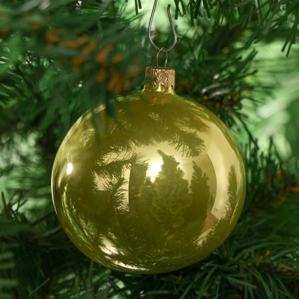 Шар стеклянный d80 однотонный лимонный