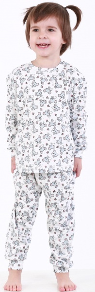 Пижама детская унисекс Beezy принт мышки р.128 белый 0118 