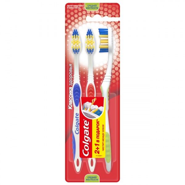 Зубная щетканабор Colgate Классика здоровья средней жесткости 3 шт.
