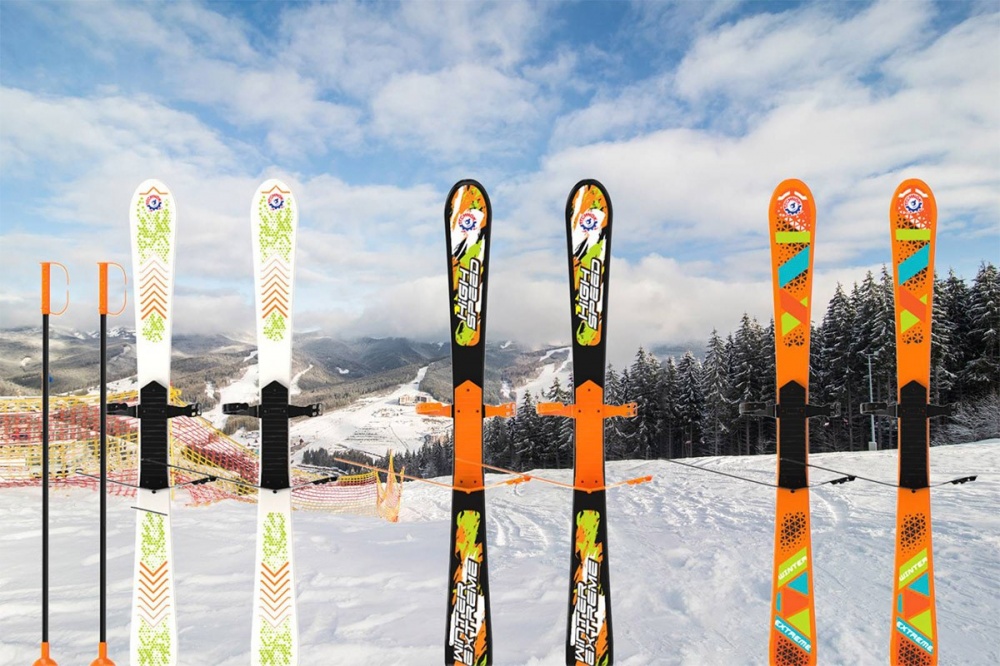 Лижі ТехноК 85 см з палицями дитячі 9260