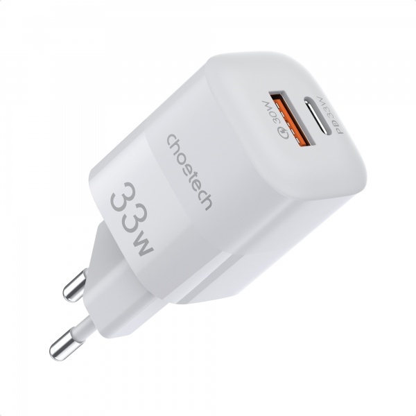 Сетевое зарядное устройство Choetech PD5006-EU-WH GaN USB-A/USB-C 33Вт QC3.0/PD/PPS 