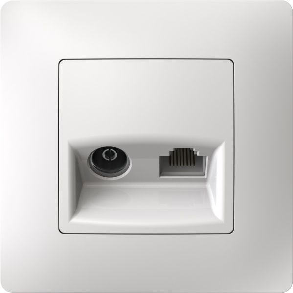 Розетка TV+RJ45 оконечная двойная Plank Electrotechnic Classic/Nordic белый PLK0911031