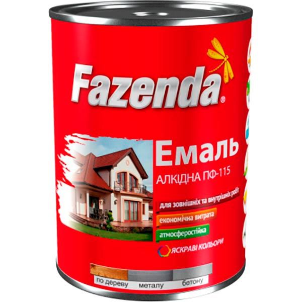Емаль Fazenda алкідна ПФ-115 смарагдовий глянець 0,9кг
