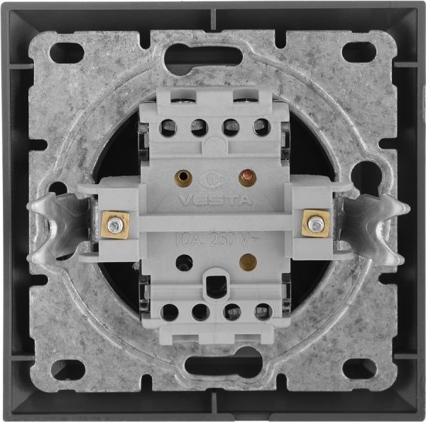 Вимикач прохідний одноклавішний UP! (Underprice) Vesta без підсвітки 10 А 220-250В графіт