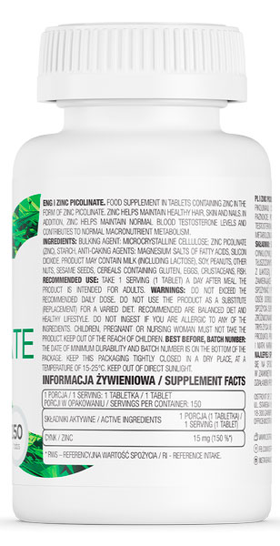 Добавка харчова Ostrovit Zinc Picolinate 150 шт./уп. 
