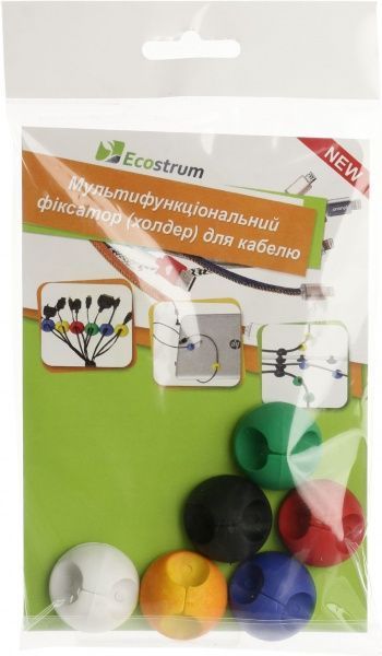 Набор фиксаторов универсальных Ecostrum для кабеля цветные 6 шт. 
