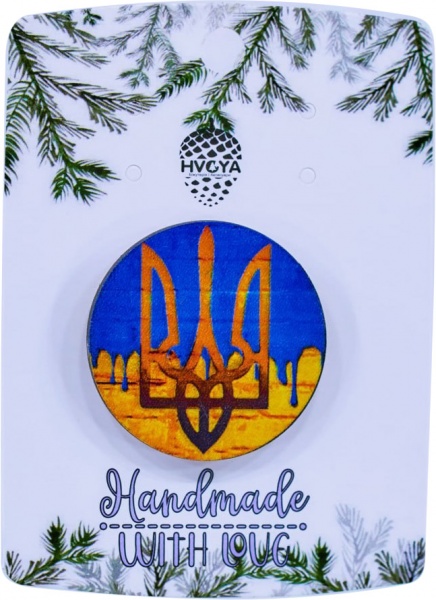 Брошь Тризубец Украины разноцветный 